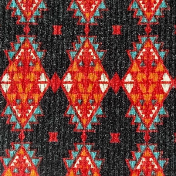 Lularoe Southwest Aztec Geometric Print Open Front Sweater Orange Gray Teal SM - Picture 5 of 7